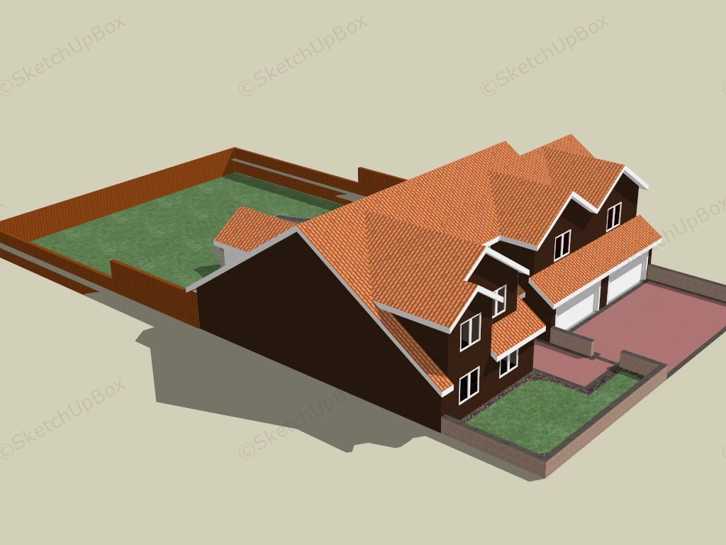 Single Floor House Design sketchup model preview - SketchupBox