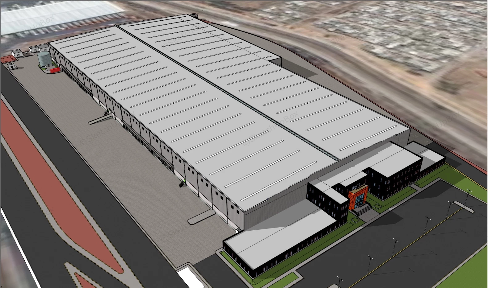 Manufacturing Plant Design sketchup model preview - SketchupBox