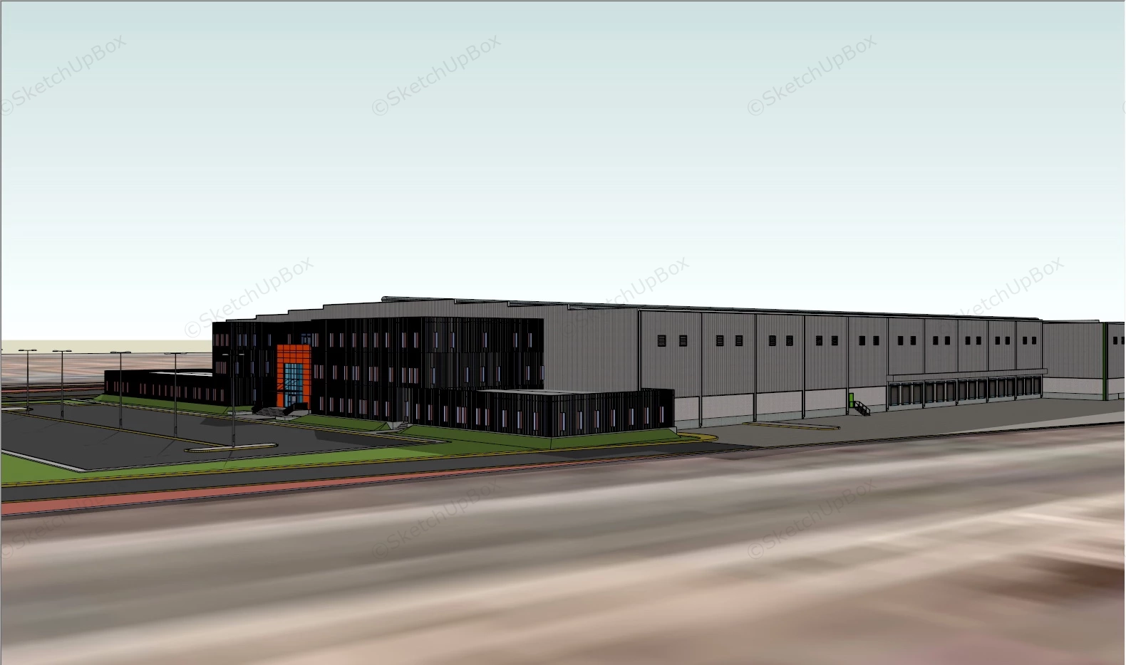 Manufacturing Plant Design sketchup model preview - SketchupBox