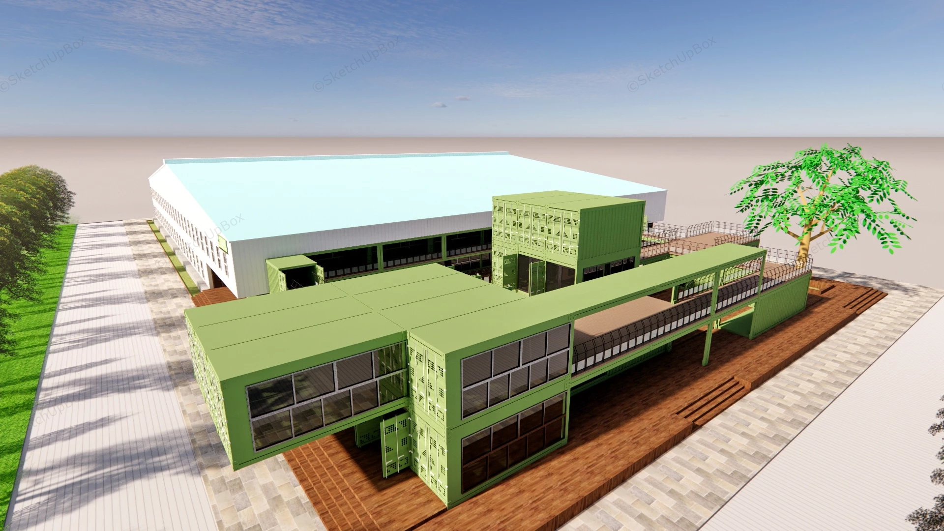 Multi Level Shipping Container Office sketchup model preview - SketchupBox