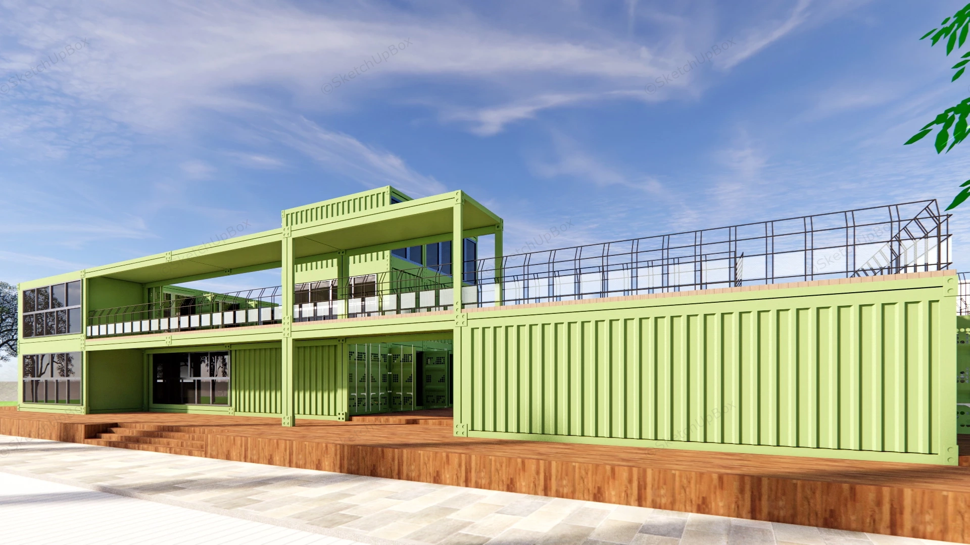 Multi Level Shipping Container Office sketchup model preview - SketchupBox