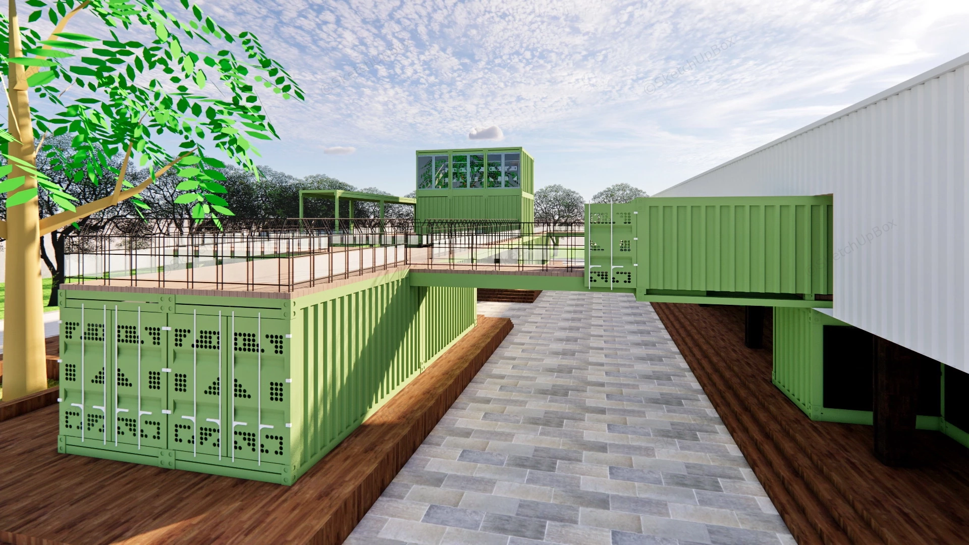 Multi Level Shipping Container Office sketchup model preview - SketchupBox