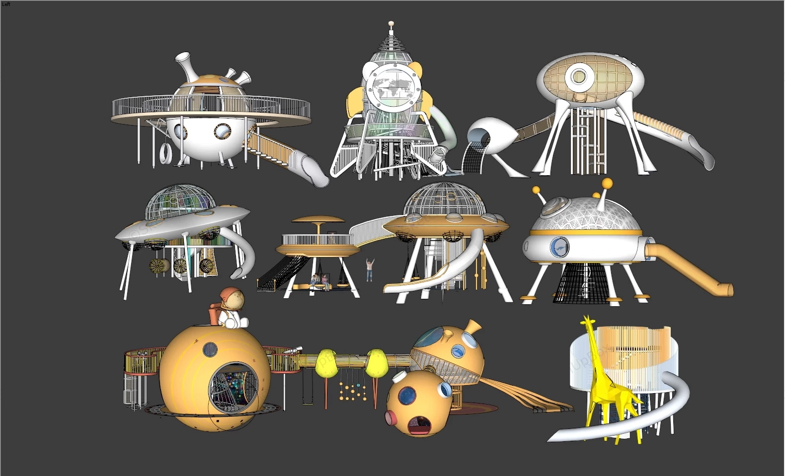 Space Themed Playground Equipment sketchup model preview - SketchupBox