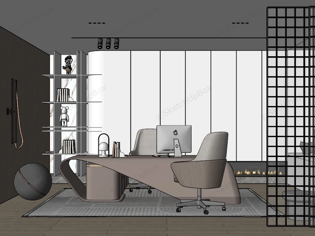 Luxury Executive Office Design sketchup model preview - SketchupBox