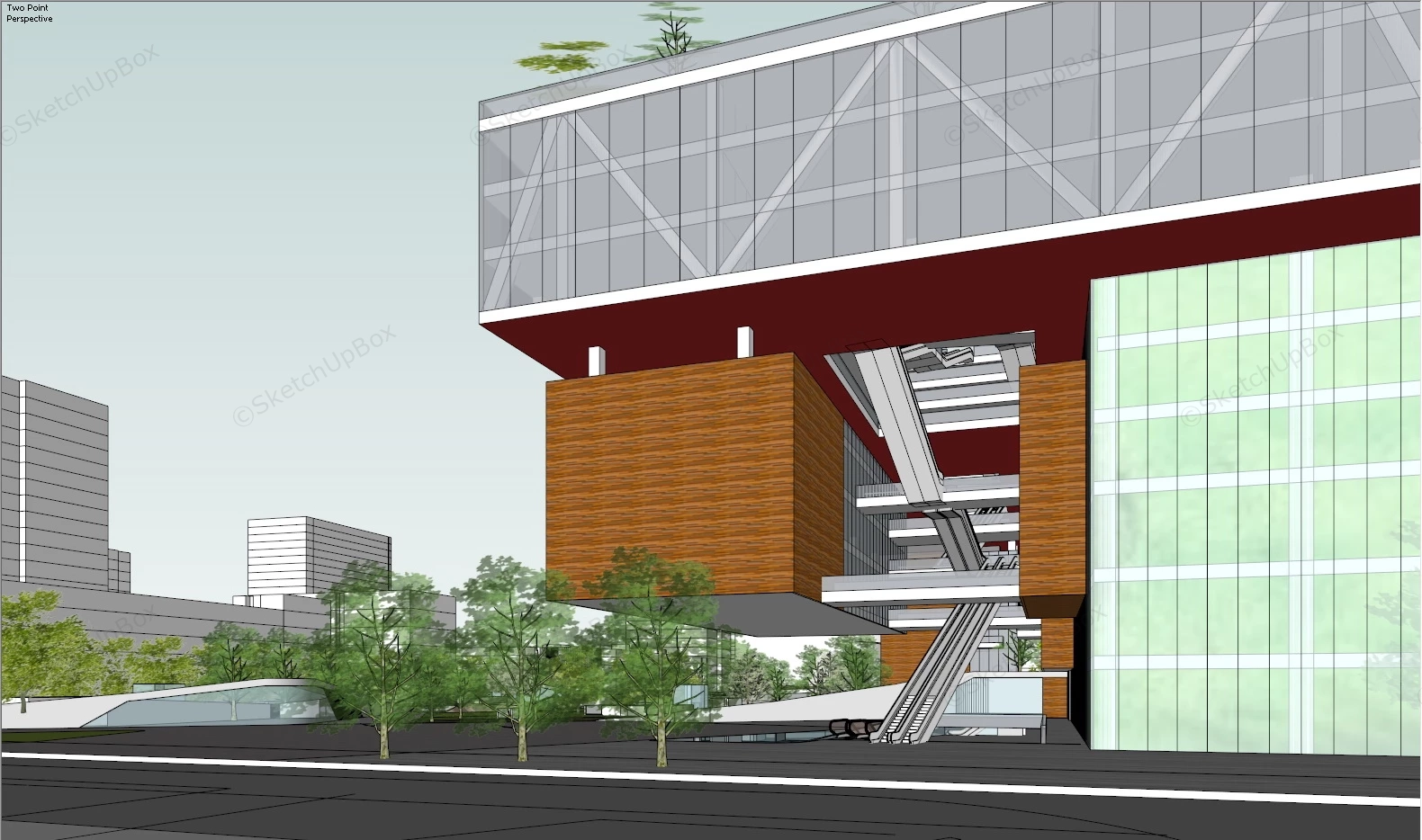 Commercial Plaza Design Architecture sketchup model preview - SketchupBox