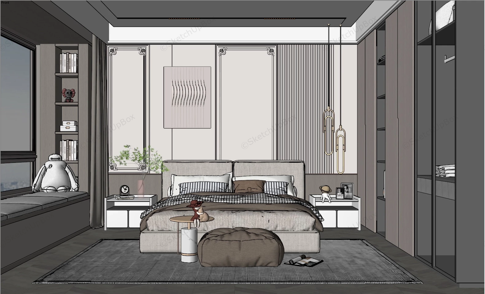 Cream Bedroom Decor Ideas sketchup model preview - SketchupBox