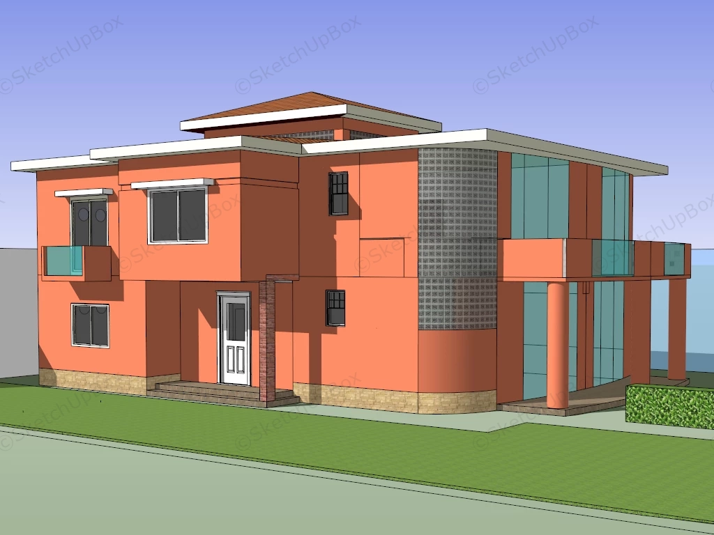 Red House Exterior sketchup model preview - SketchupBox