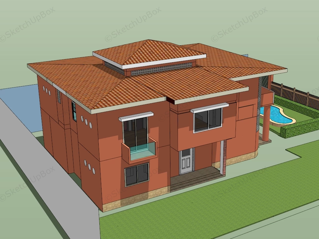 Red House Exterior sketchup model preview - SketchupBox