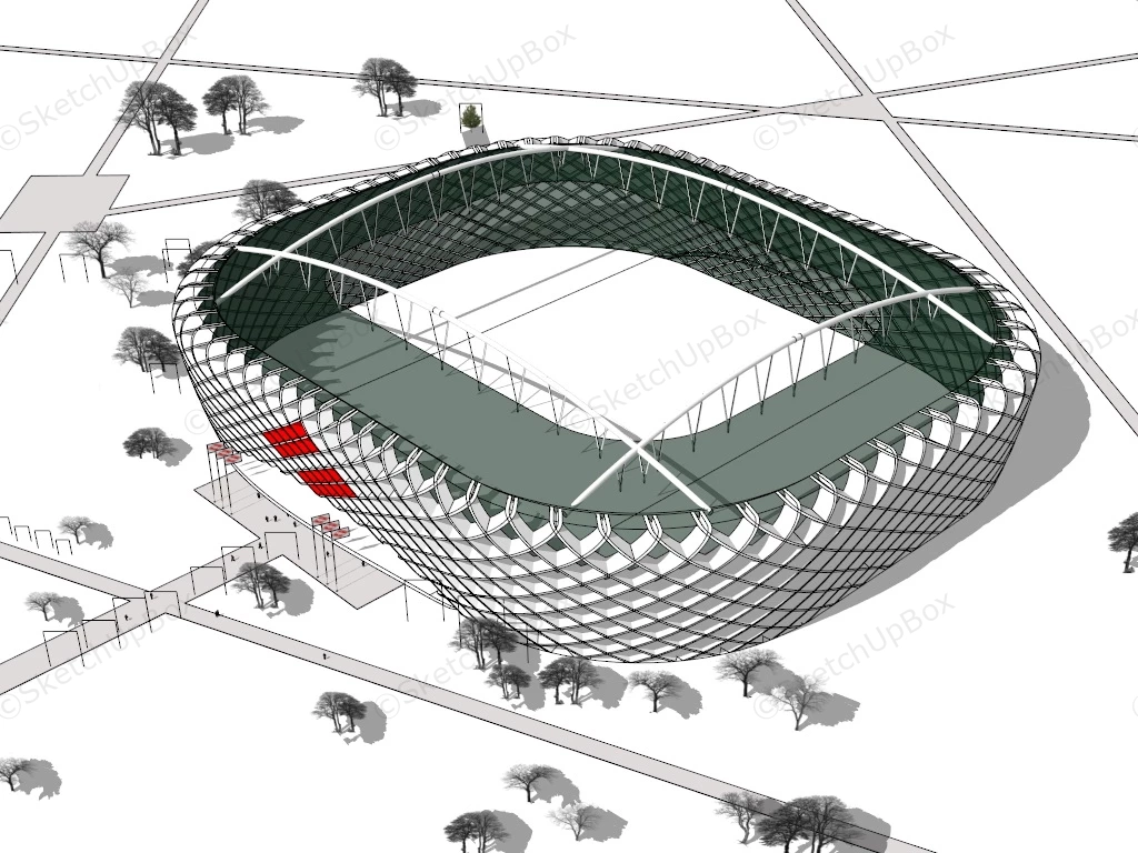 Modern White Stadium Sports Center sketchup model preview - SketchupBox