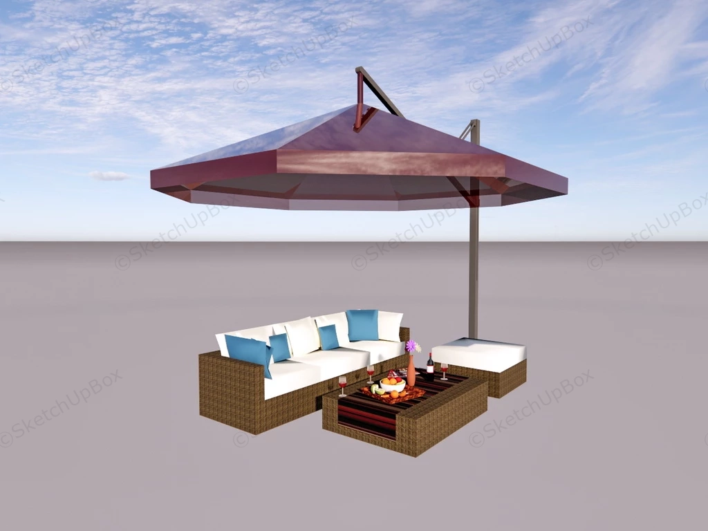 Outdoor Wicker Patio Conversation Set sketchup model preview - SketchupBox