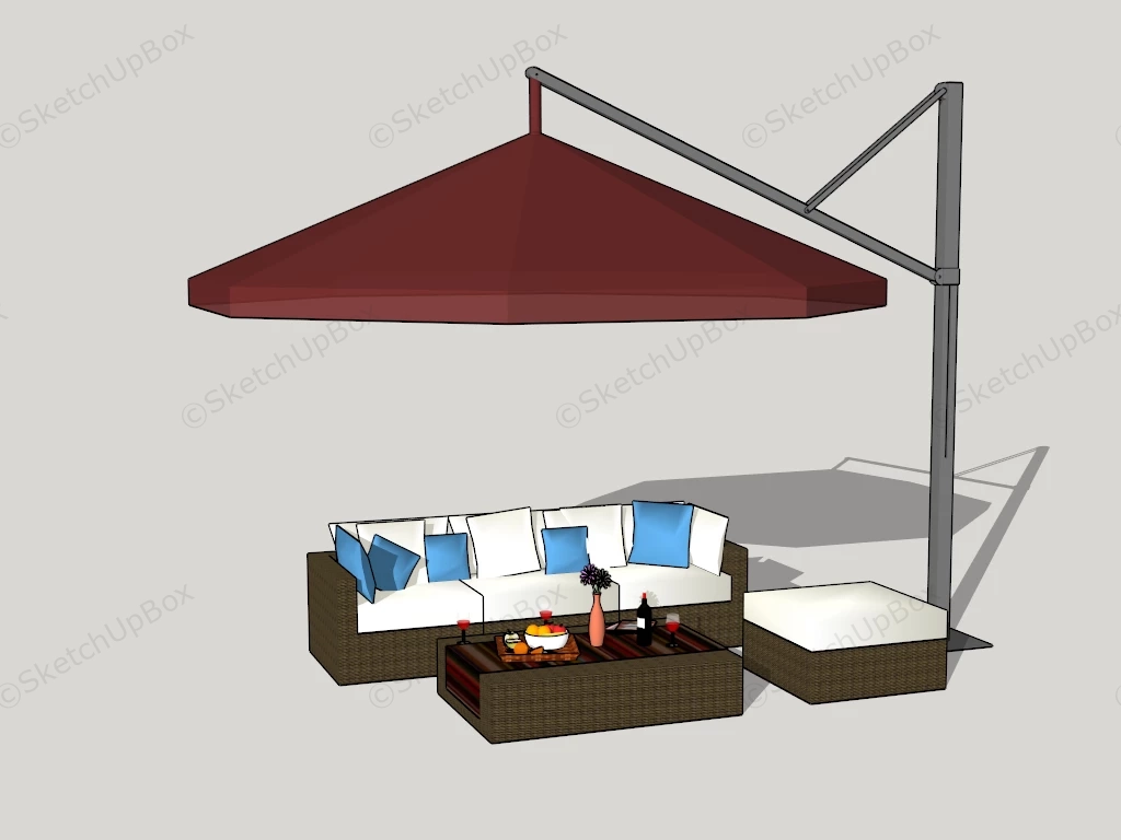 Outdoor Wicker Patio Conversation Set sketchup model preview - SketchupBox