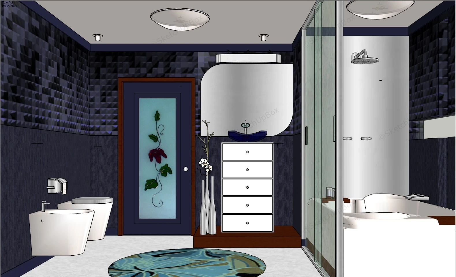 Black Bathroom Design Ideas sketchup model preview - SketchupBox