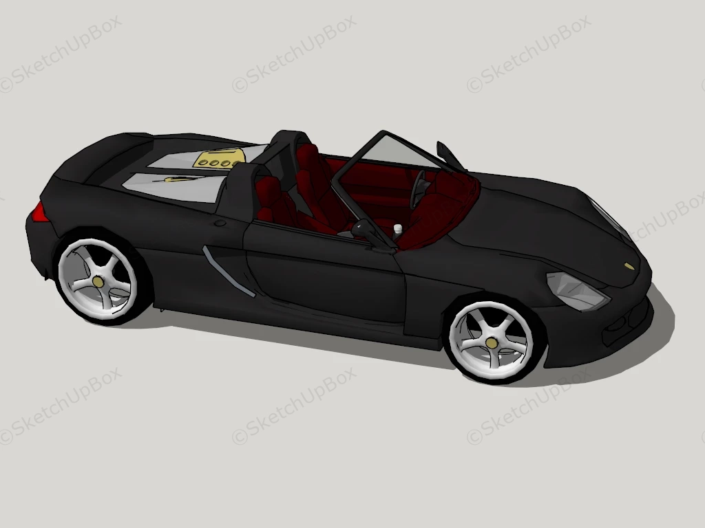 Porsche Spyder Convertible Black sketchup model preview - SketchupBox