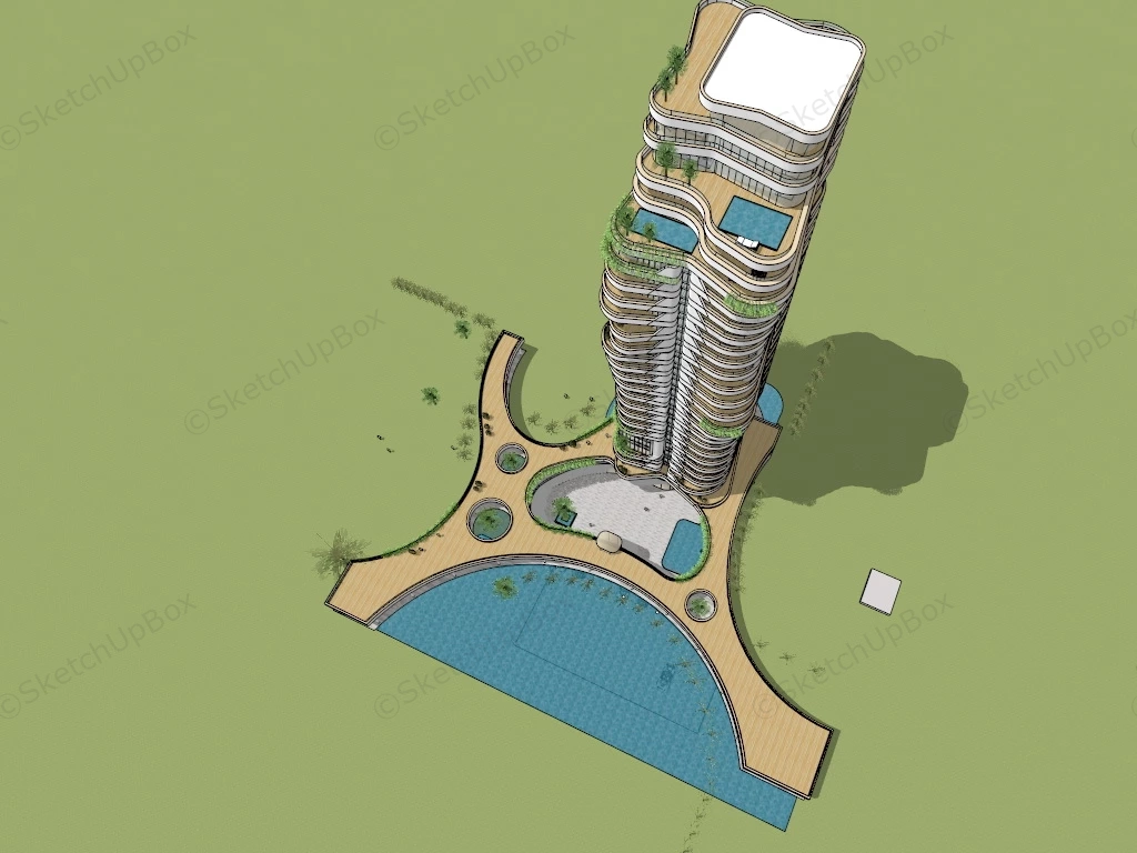 Modern High Rise Residential Building Design sketchup model preview - SketchupBox