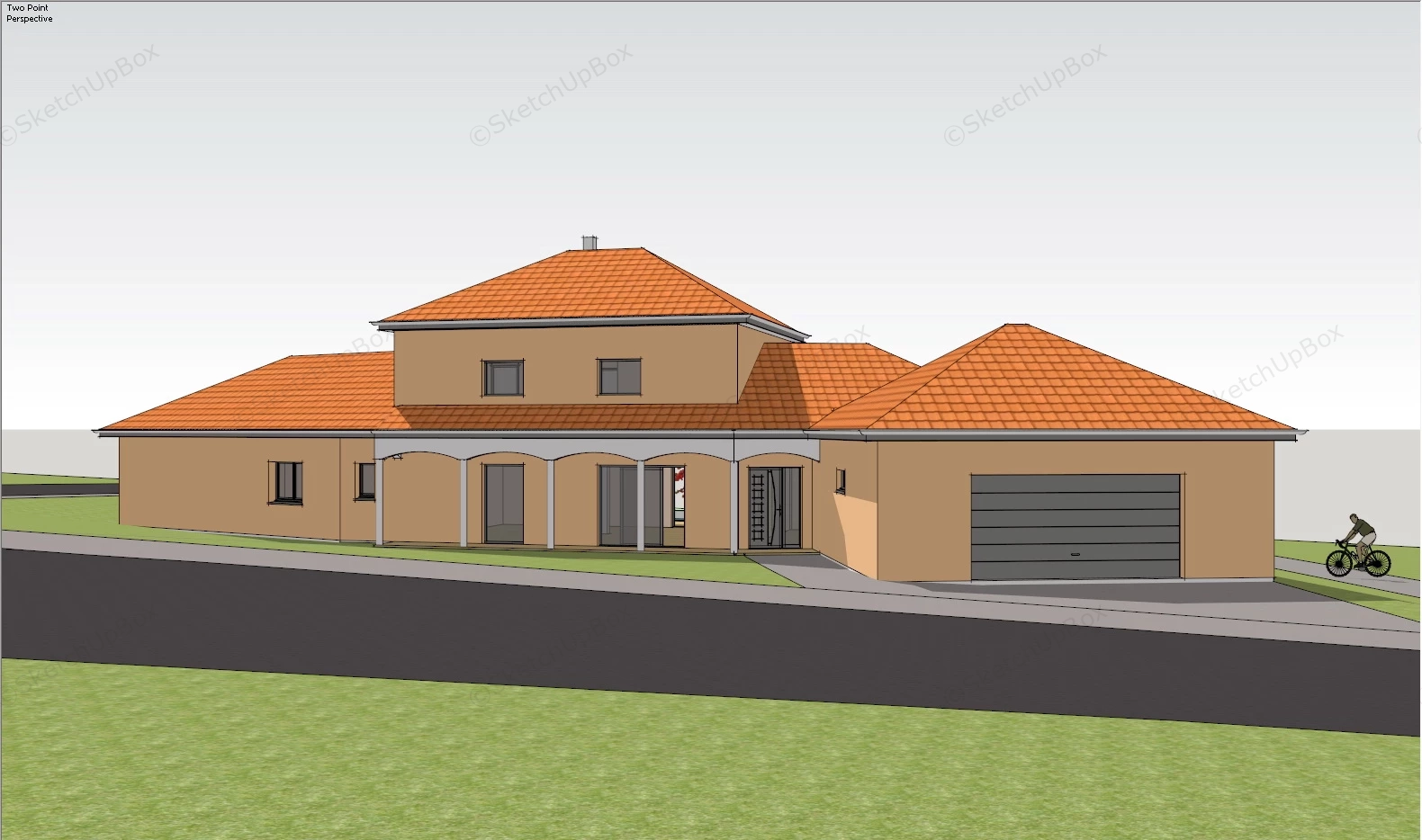 2 Story House Design With Balcony sketchup model preview - SketchupBox