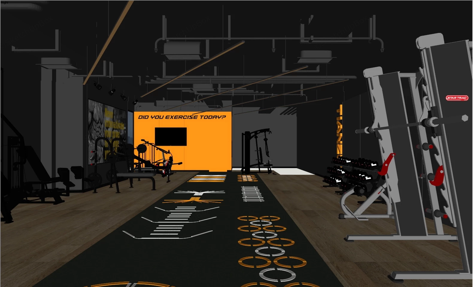 Small Commercial Gym Design Idea sketchup model preview - SketchupBox