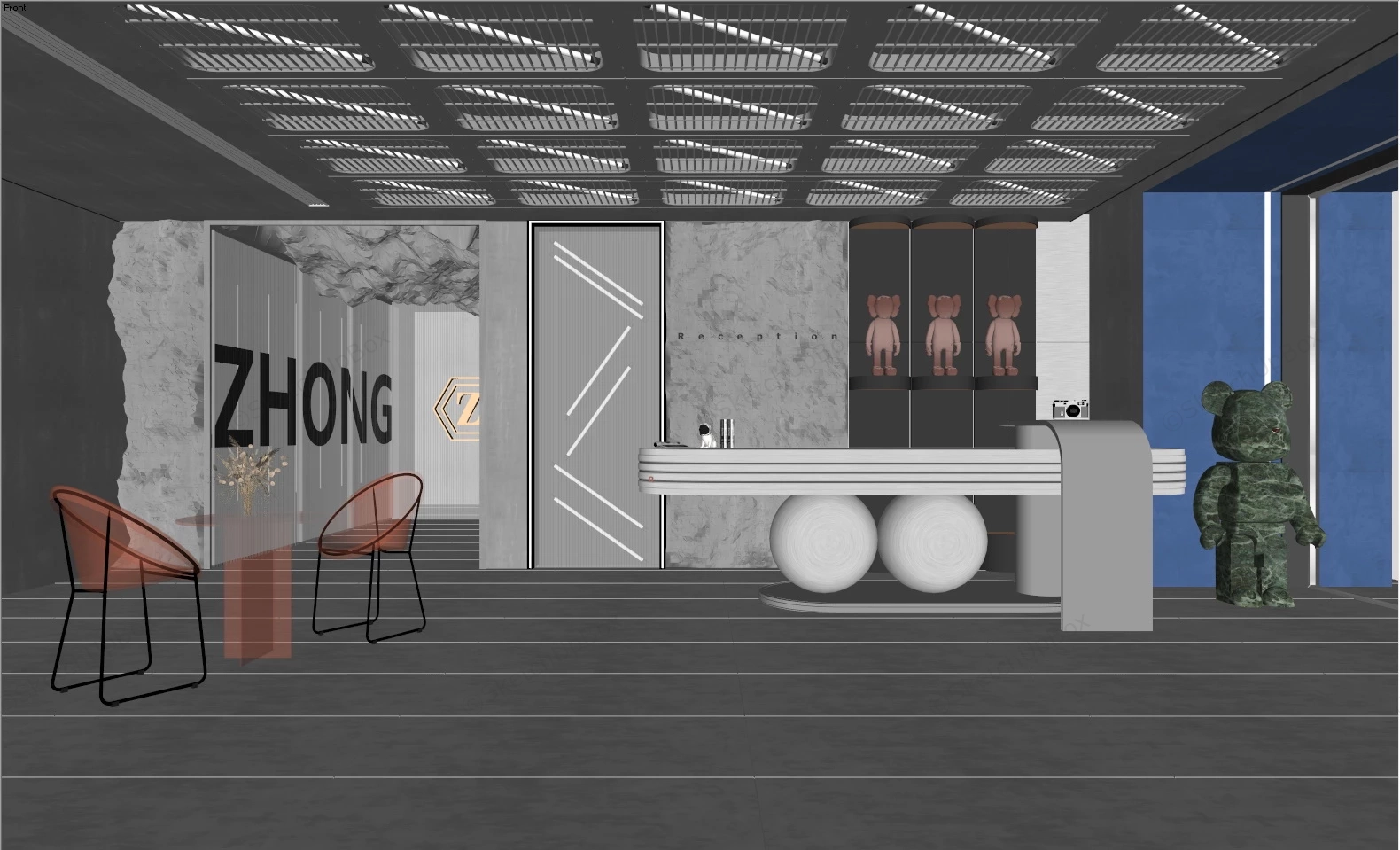 Unique Hotel Reception Design sketchup model preview - SketchupBox