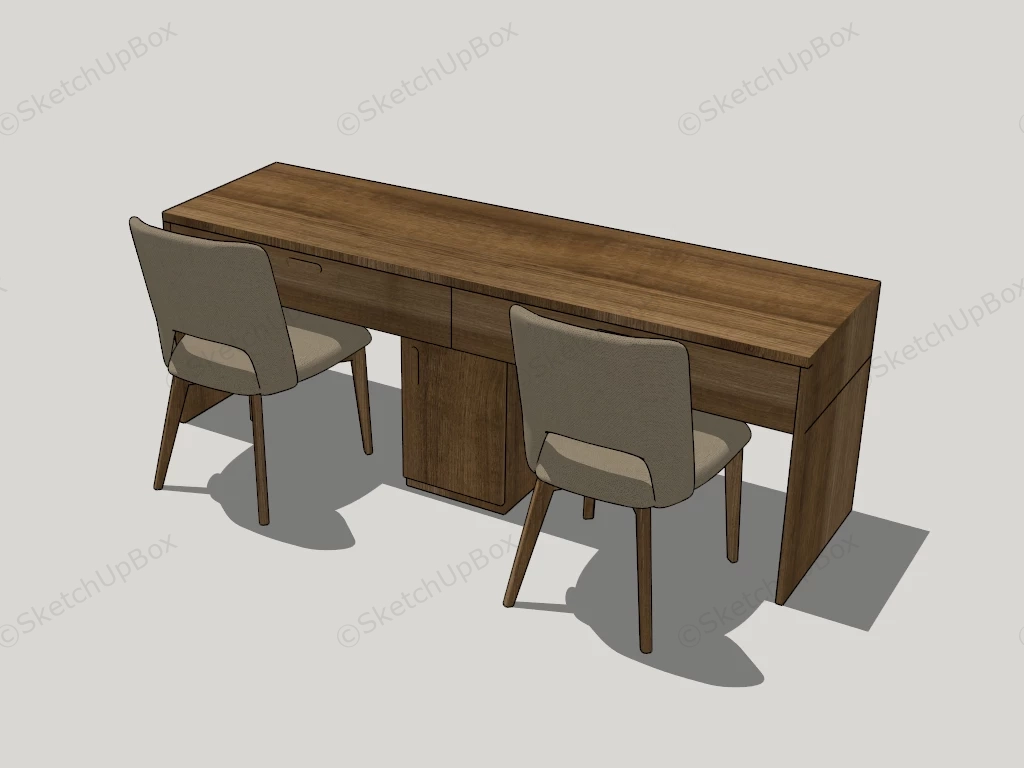 Two Seater Workdesk sketchup model preview - SketchupBox