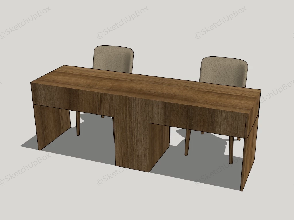 Two Seater Workdesk sketchup model preview - SketchupBox