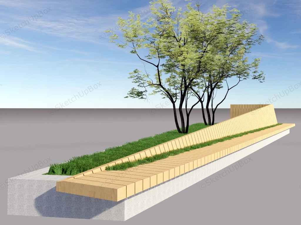 Public Tree Bench sketchup model preview - SketchupBox