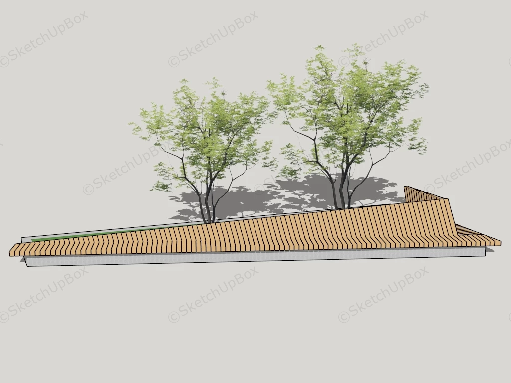 Public Tree Bench sketchup model preview - SketchupBox