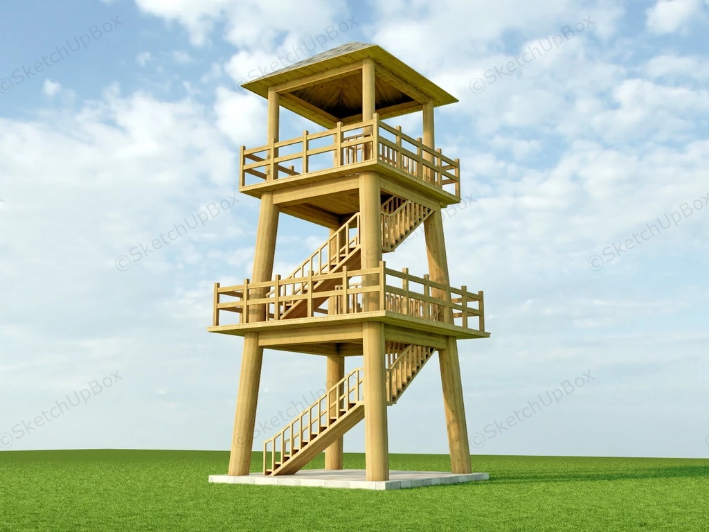 Wooden Observation Tower sketchup model preview - SketchupBox