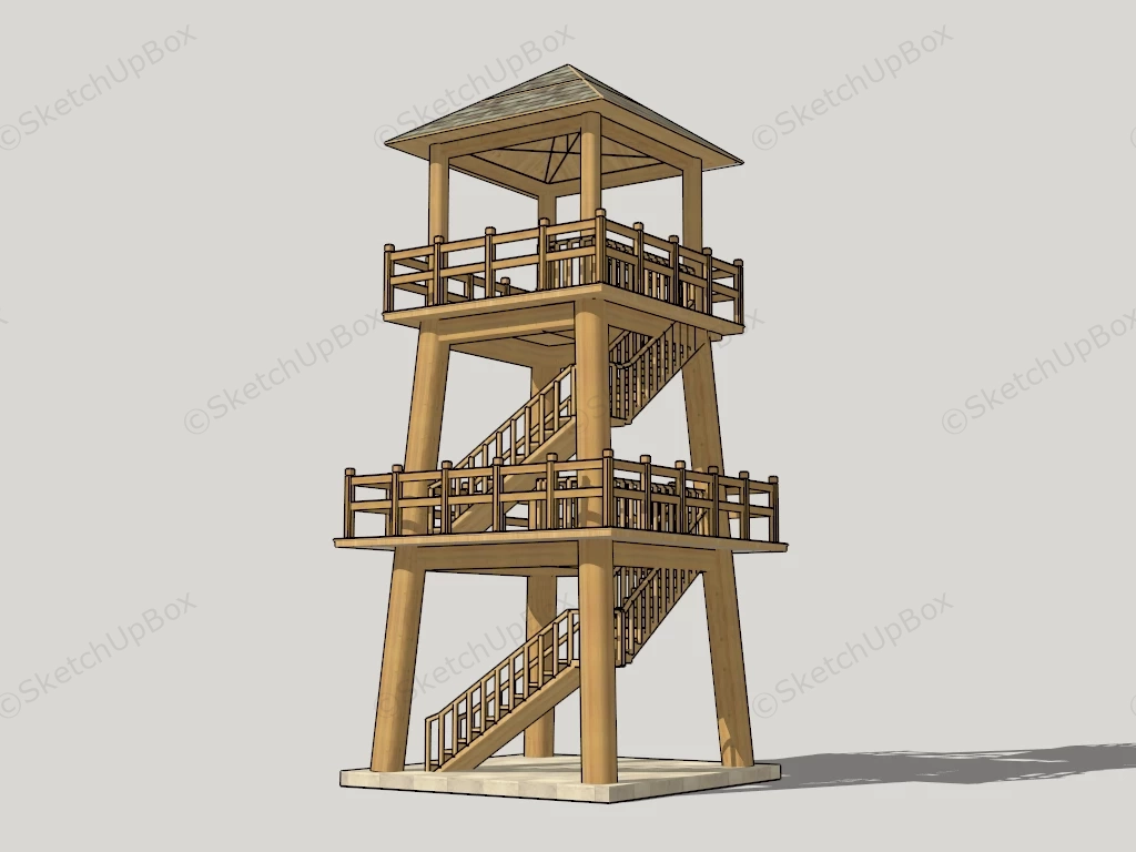 Wooden Observation Tower sketchup model preview - SketchupBox