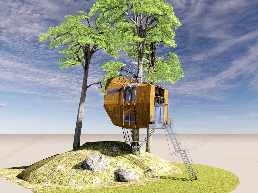 Treehouse With Stairs sketchup model preview - SketchupBox