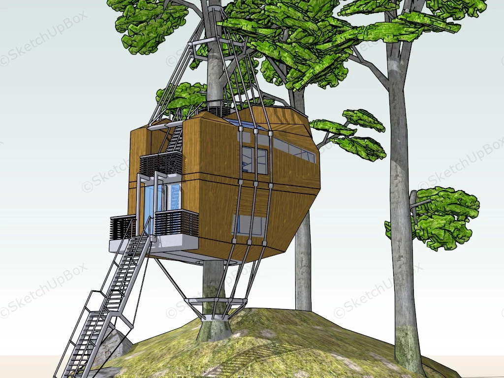 Treehouse With Stairs sketchup model preview - SketchupBox