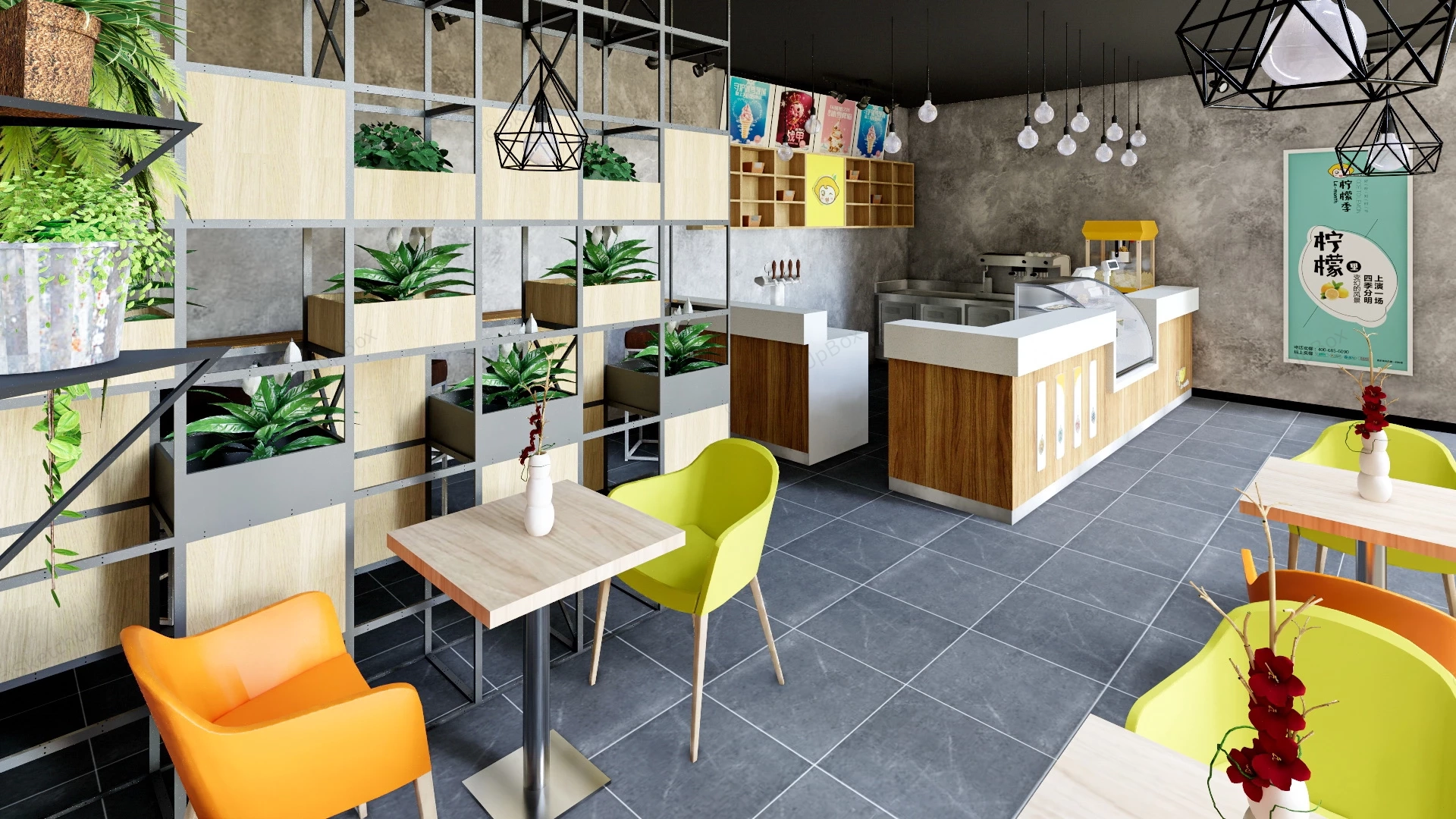 Bubble Tea Beverage Shop Design sketchup model preview - SketchupBox