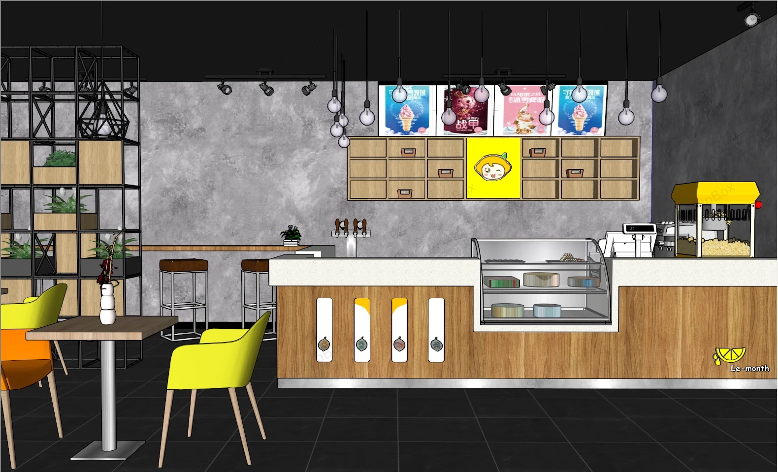 Bubble Tea Beverage Shop Design sketchup model preview - SketchupBox