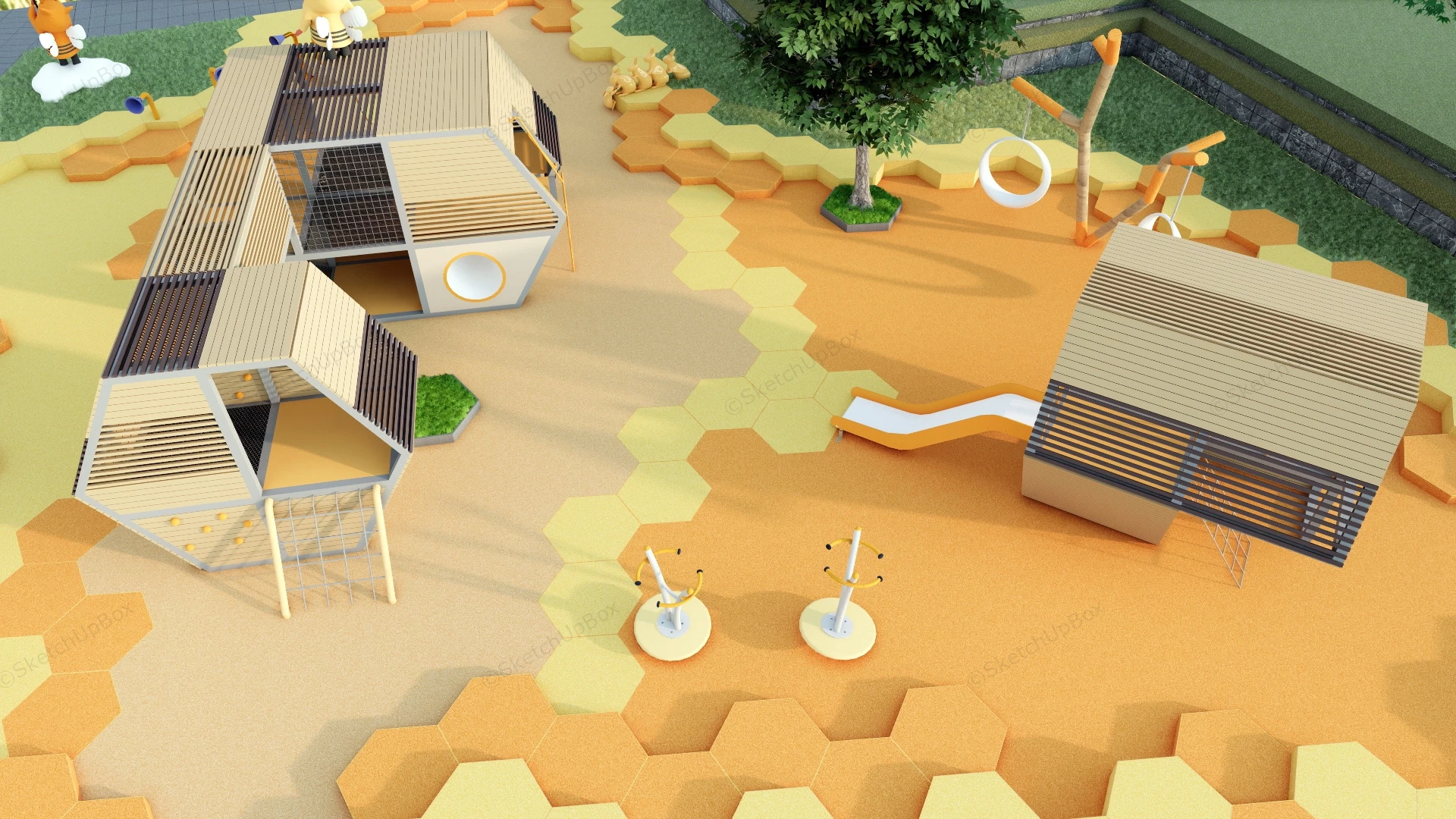 Outdoor Kids Honeycomb Playground sketchup model preview - SketchupBox