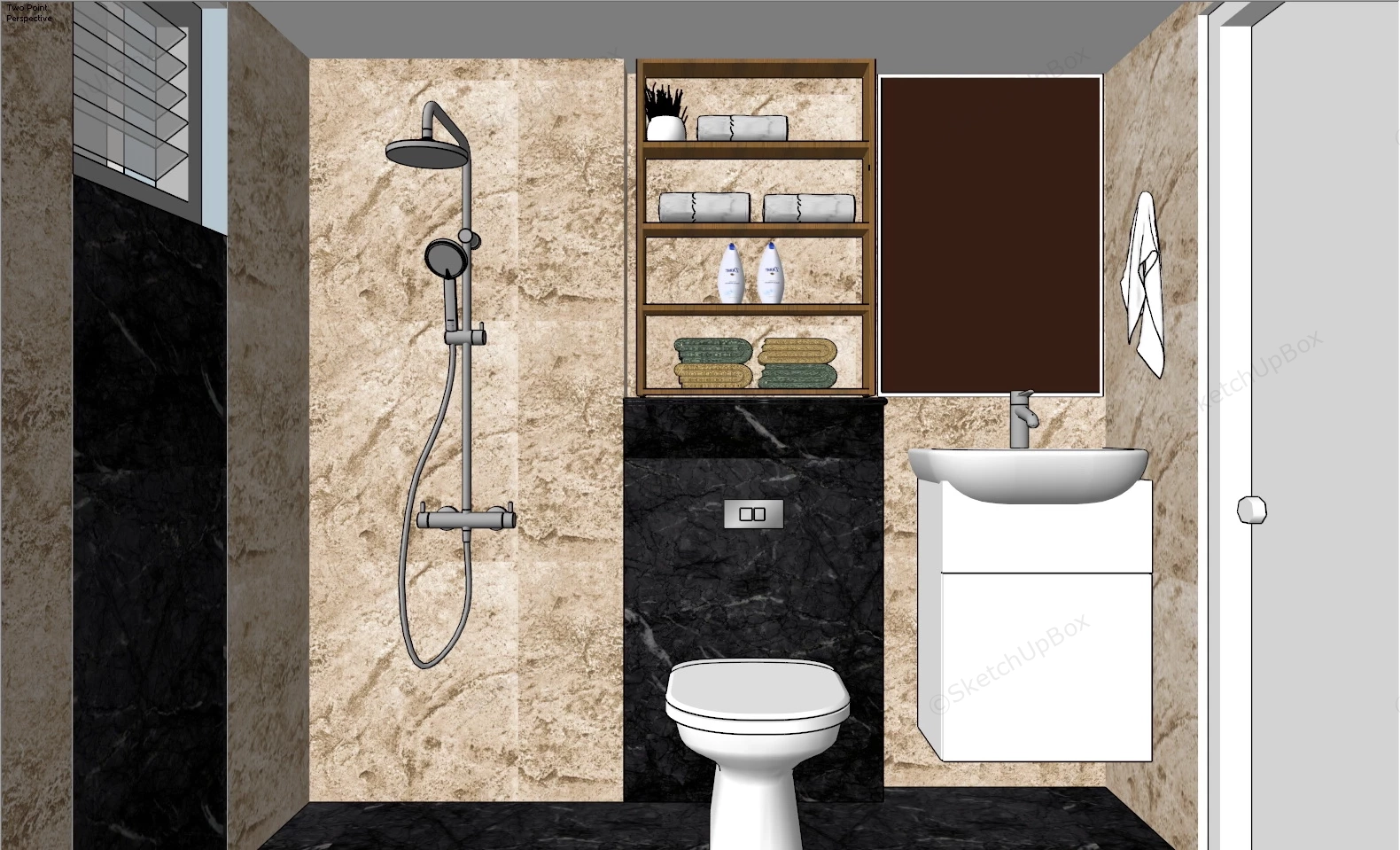 Light Brown Bathroom Idea sketchup model preview - SketchupBox