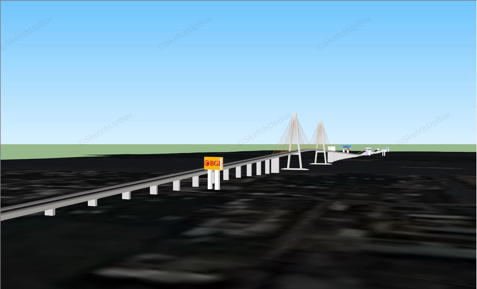 Cross Sea Bridge sketchup model preview - SketchupBox