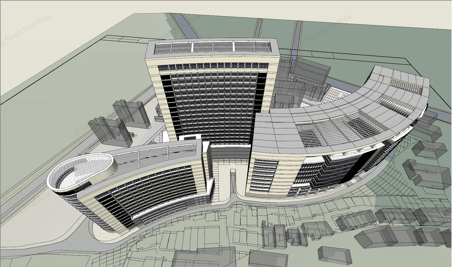 Modern Hospital Design Concept sketchup model preview - SketchupBox