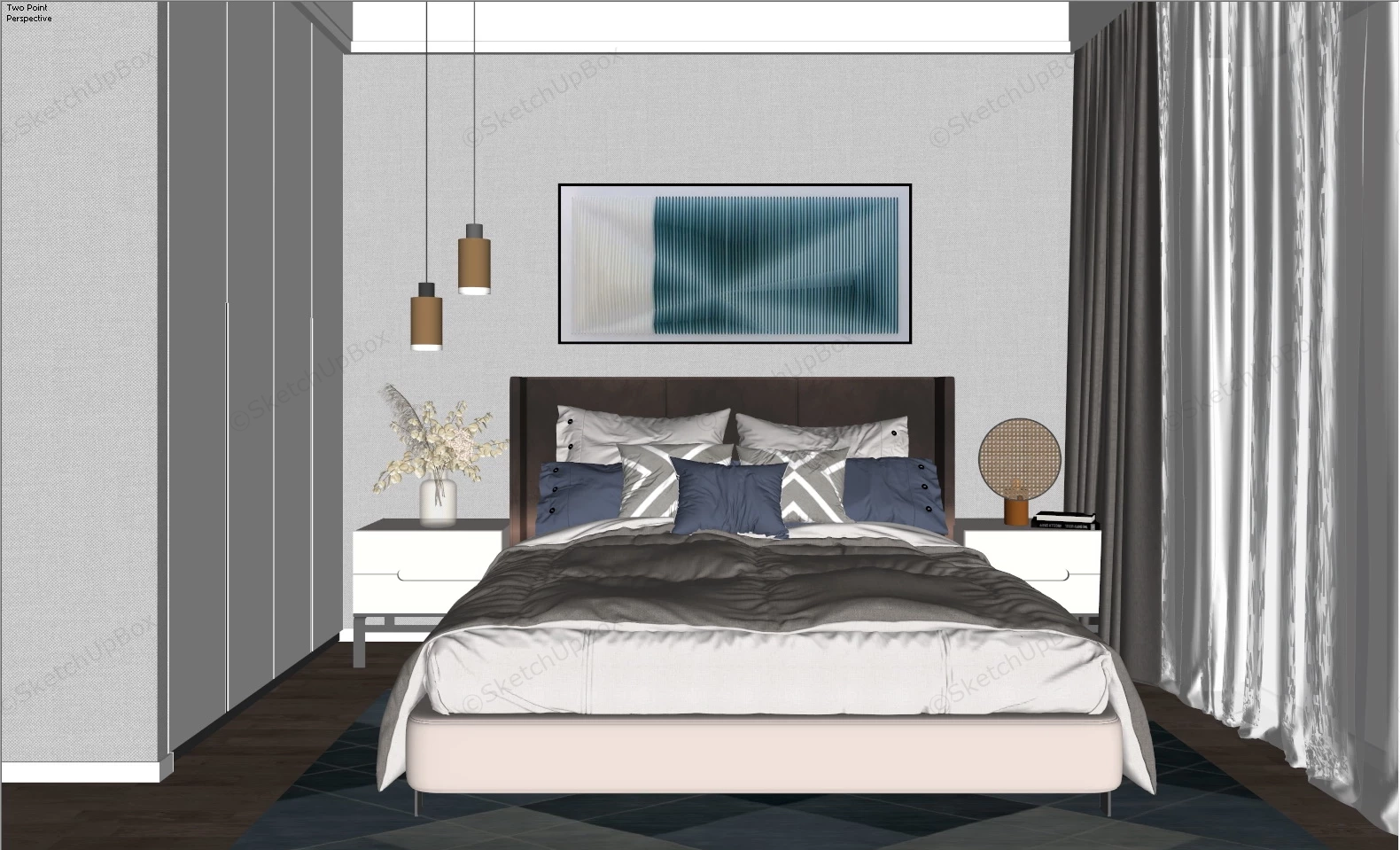 Minimalist Bedroom Decor Ideas sketchup model preview - SketchupBox