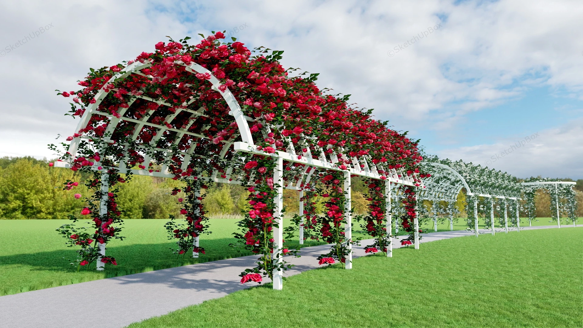 Rose Pergola Walkway Idea sketchup model preview - SketchupBox