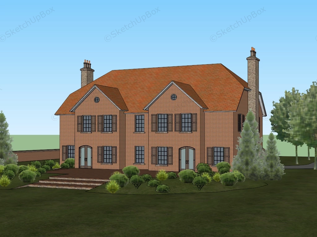 Old Red Brick House sketchup model preview - SketchupBox