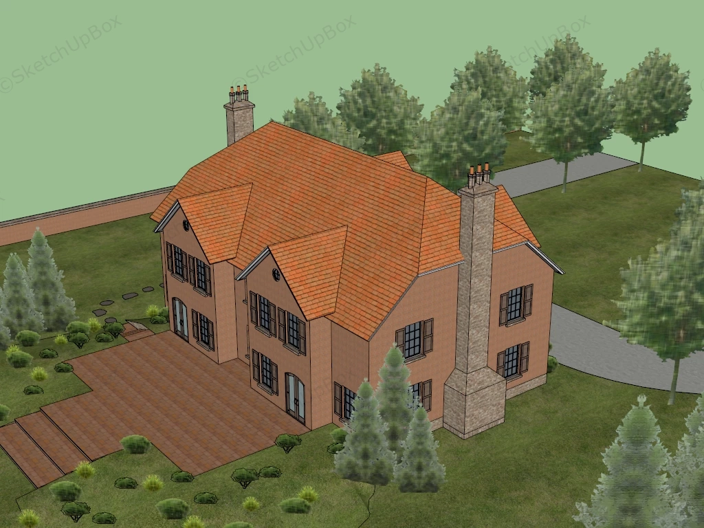 Old Red Brick House sketchup model preview - SketchupBox