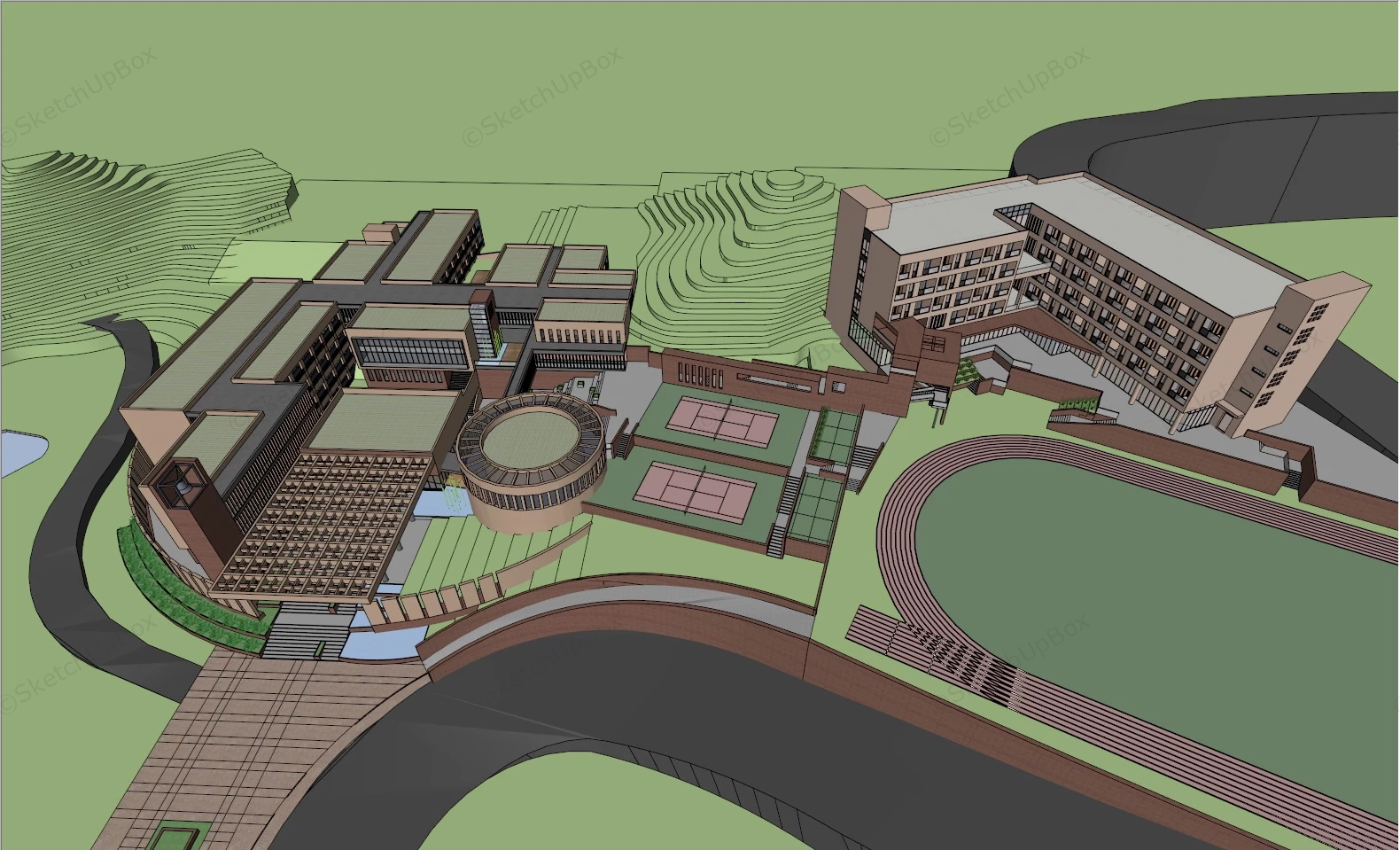 Mountain School Buildings sketchup model preview - SketchupBox