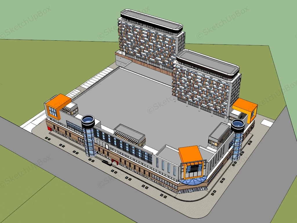 Supermarket & Shopping Center Architecture Design sketchup model preview - SketchupBox