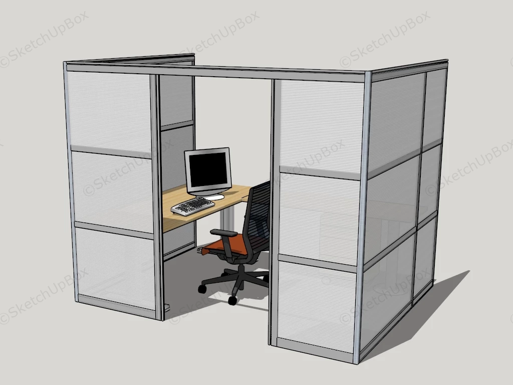 Tall Office Cubicle sketchup model preview - SketchupBox