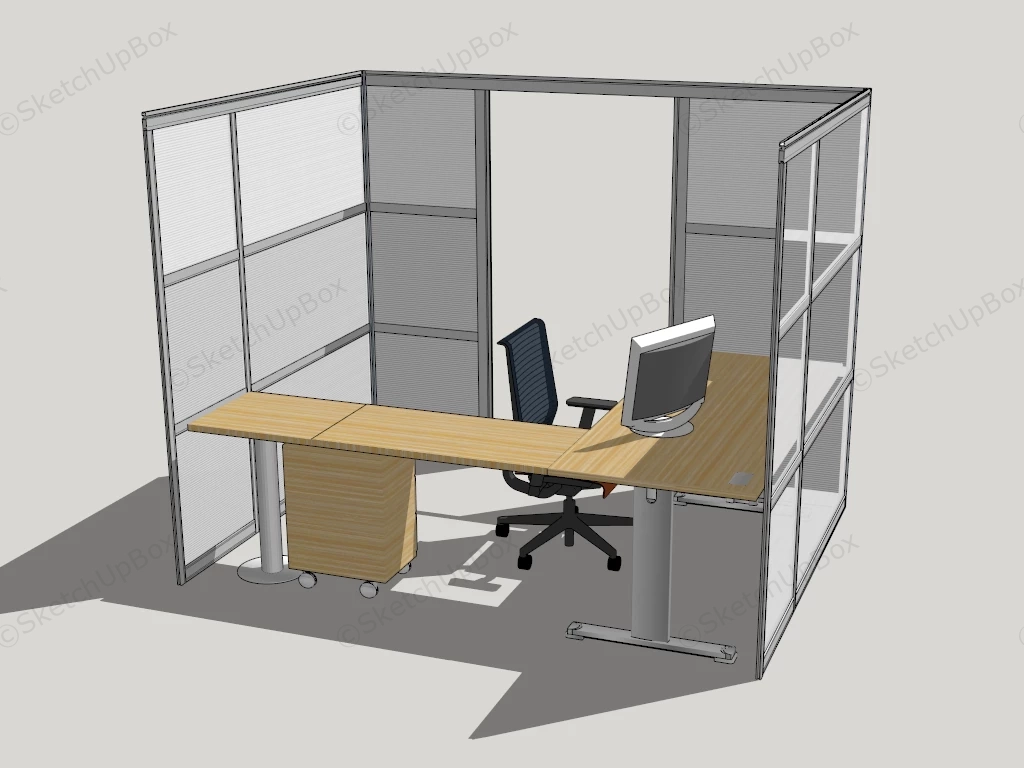 Tall Office Cubicle sketchup model preview - SketchupBox