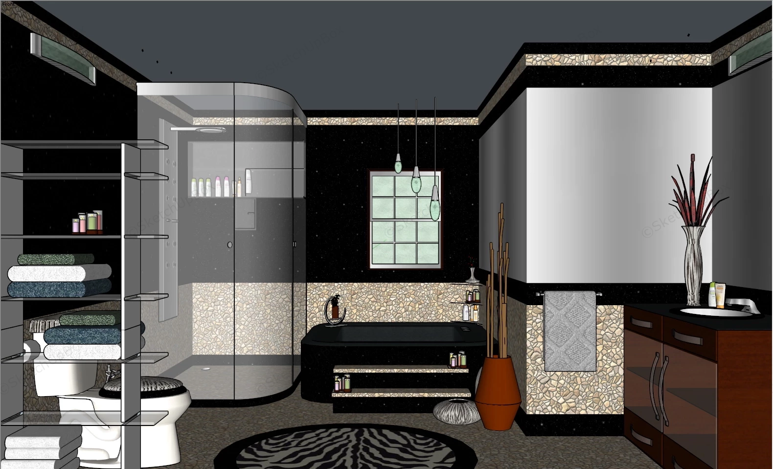 Pebble Tile Bathroom Ideas sketchup model preview - SketchupBox