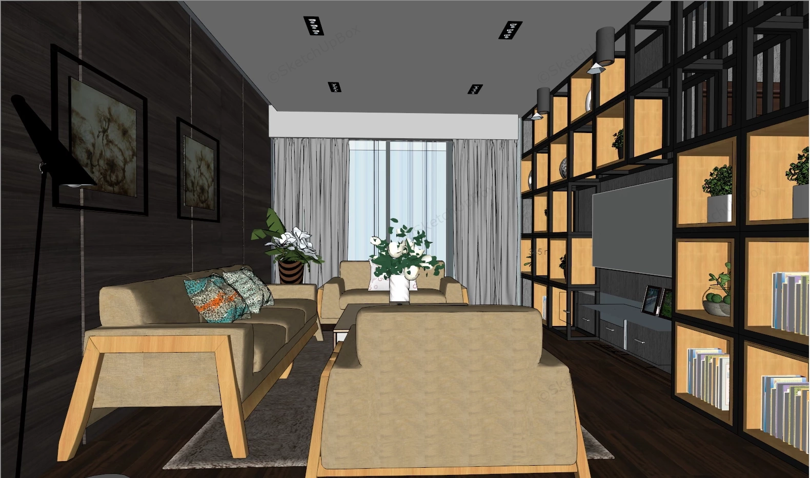 2 Bedroom Apartment Plan sketchup model preview - SketchupBox