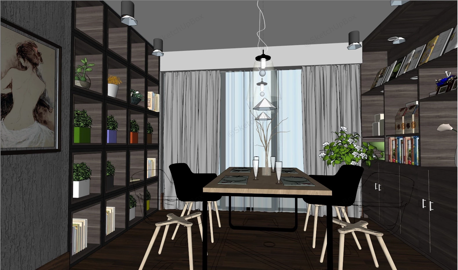 2 Bedroom Apartment Plan sketchup model preview - SketchupBox