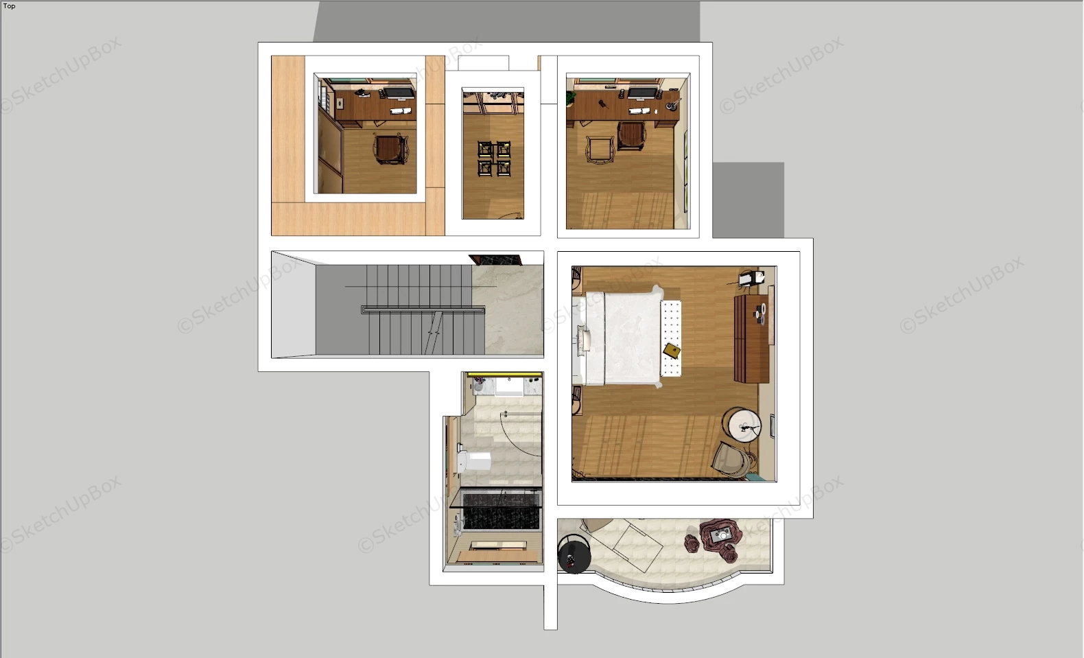 One Bedroom Apartment Design sketchup model preview - SketchupBox