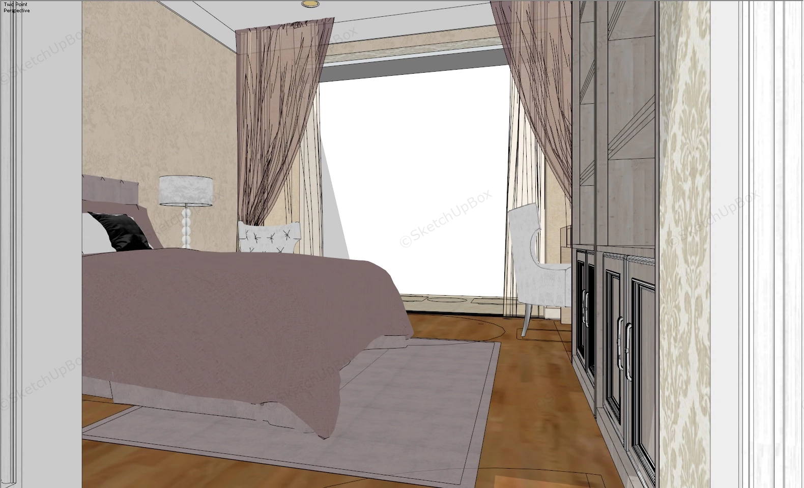 2 Bedroom Apartment Layout Design sketchup model preview - SketchupBox