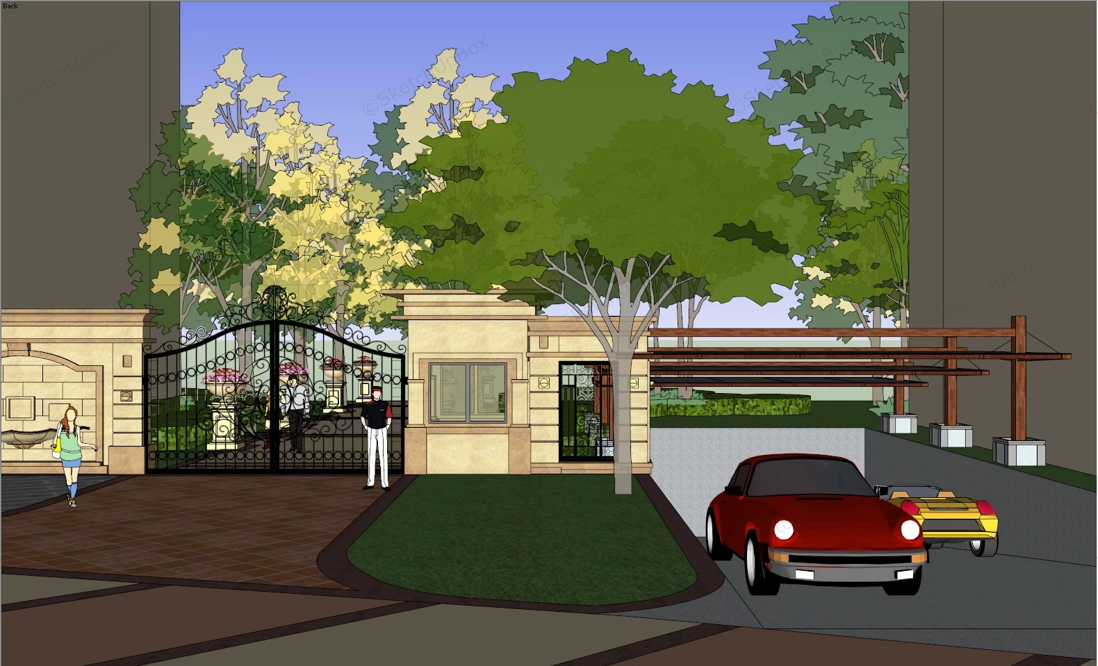 Gate & Underground Parking Entrance sketchup model preview - SketchupBox