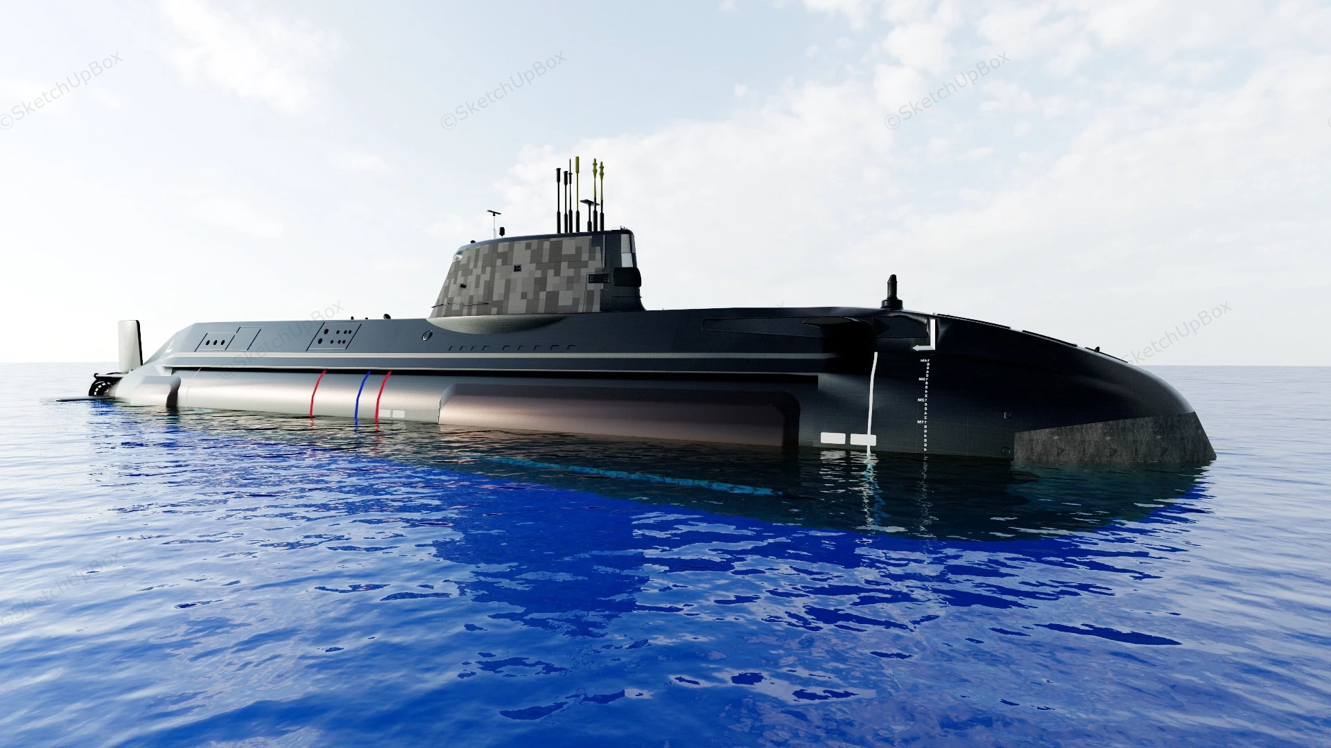 Nuclear Attack Submarine sketchup model preview - SketchupBox